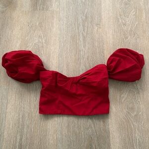 Abercrombie & Fitch - red strapless puff sleeve top